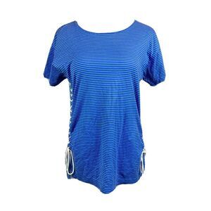 J.Crew blue white striped side tie short sleeve tunic tee size s